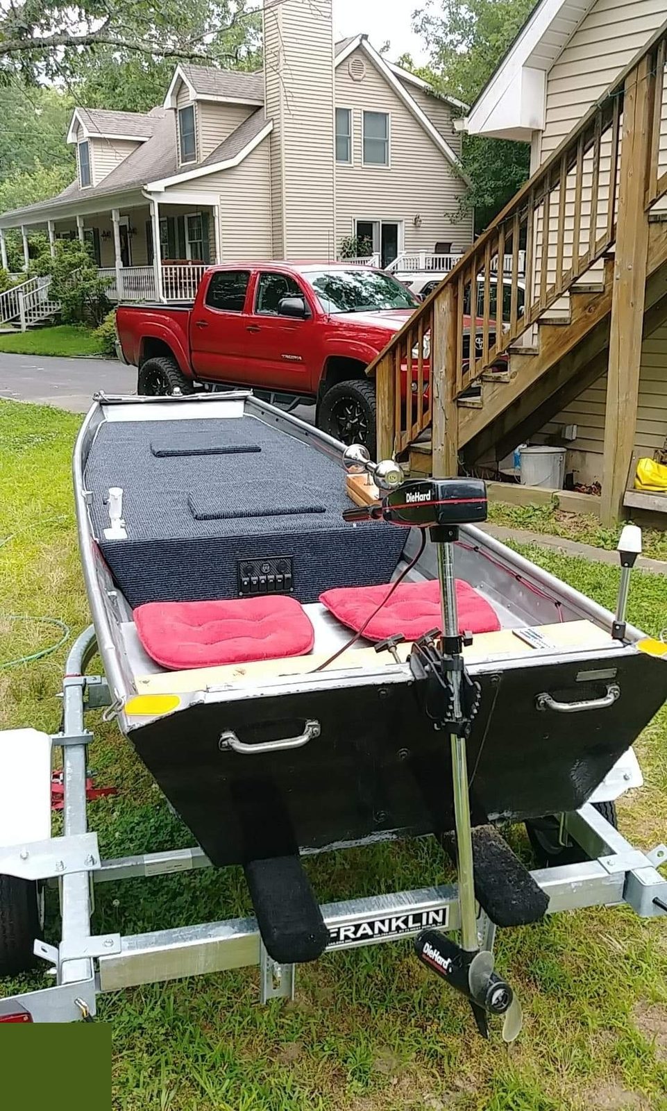 Finished seating and trolling motor setup, back in the driveway